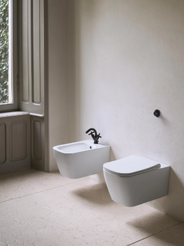 NUBES 55 - Wall-hung back to wall ceramic bidet with overflow by GSI ceramica - view 3